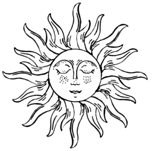Goldbeckchen Logo: gezeichnete Sonne mit Gesicht
